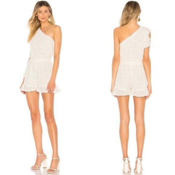 Tularosa Davey Romper Size XL Ivory Embroidered Boho White Eyelet One Shoulder - Picture 7 of 7